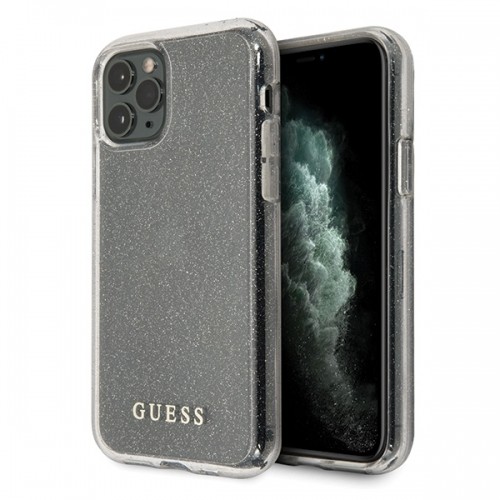 Guess GUHCN58PCGLSI iPhone 11 Pro srebrny|silver hard case Glitter image 1