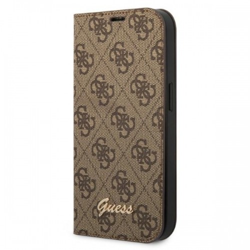 Guess GUBKP14MHG4SHW iPhone 14 Plus 6,7" brązowy|brown book 4G Vintage Gold Logo image 1
