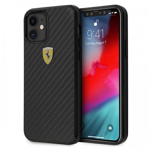 Ferrari FERCAHCP12SBK iPhone 12 mini 5,4" czarny|black hardcase On Track Real Carbon image 1