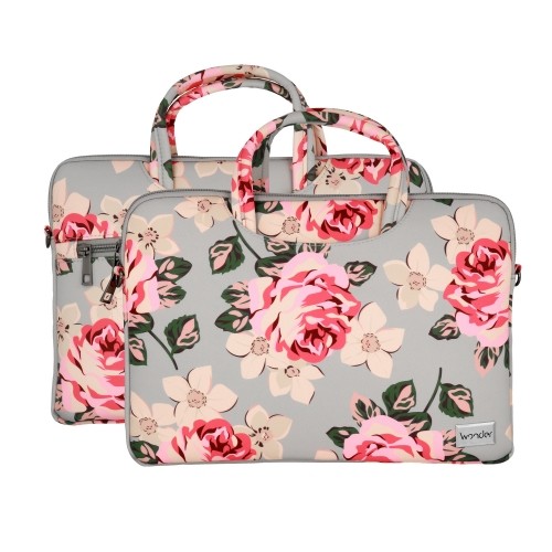 OEM Wonder Briefcase Laptop 15-16 inches grey and roses image 1