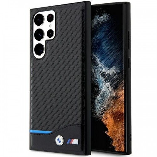 BMW M PU Carbon Blue Line Case for Samsung Galaxy S23 Ultra Black image 1