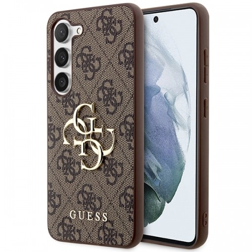 Guess PU 4G Metal Logo Case for Samsung Galaxy S23 Brown image 1