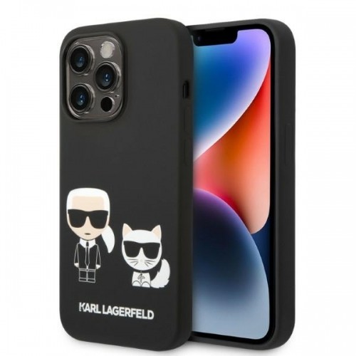 Karl Lagerfeld MagSafe Compatible Case Liquid Silicone Karl and Choupette for iPhone 14 Pro Max Black image 1