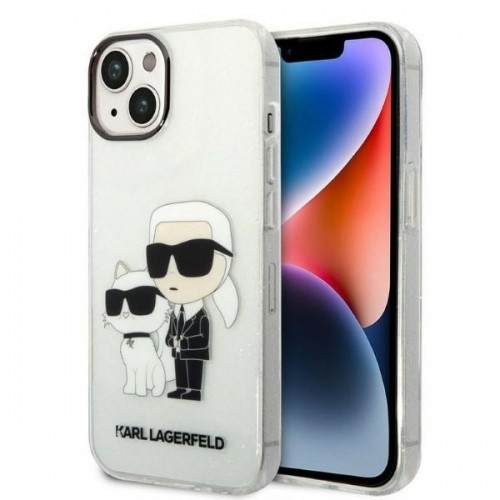 Karl Lagerfeld IML Glitter Karl and Choupette NFT Case for iPhone 14 Plus Transparent image 1