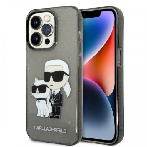 Karl Lagerfeld IML Glitter Karl and Choupette NFT Case for iPhone 14 Pro Black image 1