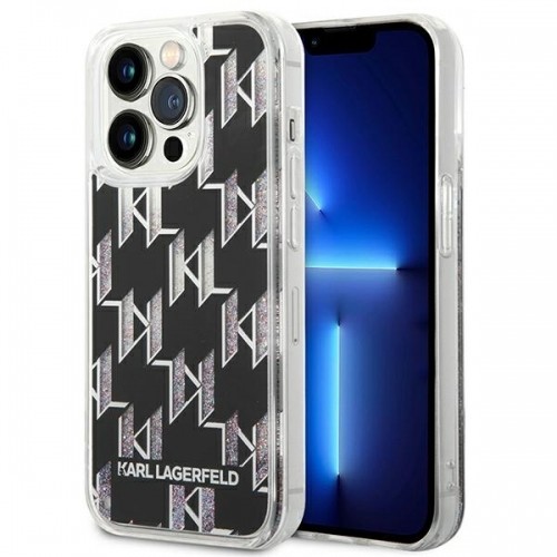Karl Lagerfeld Monogram Liquid Glitter Case for iPhone 14 Pro Max Black image 1