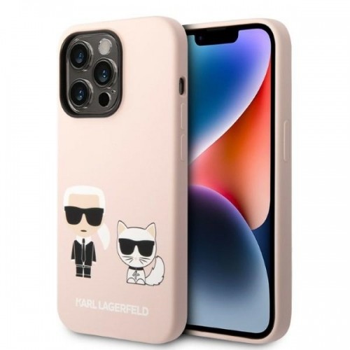 Karl Lagerfeld MagSafe Compatible Case Liquid Silicone Karl and Choupette for iPhone 14 Pro Max Pink image 1