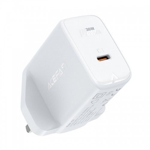 Acefast GaN wall charger (UK plug) USB Type C 30W, Power Delivery, PPS, Q3 3.0, AFC, FCP white (A24 UK white) image 1
