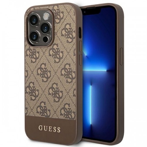 Guess 4G Stripe Case for iPhone 14 Pro Max Brown image 1