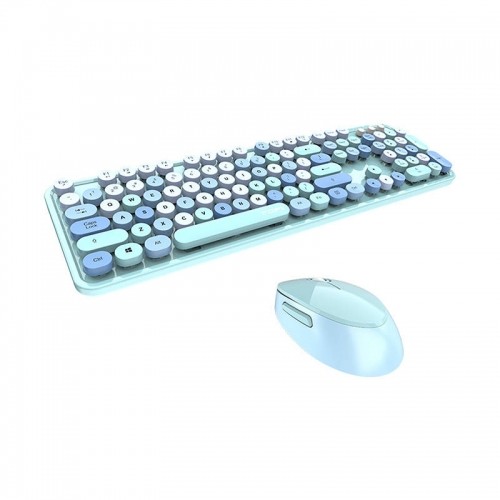 Wireless keyboard + mouse set MOFII Sweet 2.4G (blue) image 1
