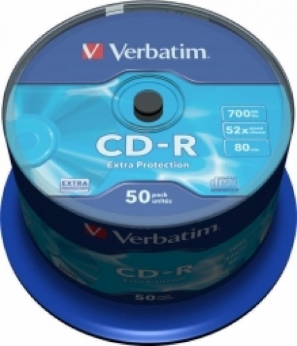 Matricas CD-R Verbatim 700MB 1x-52x Extra Protection 50 Pack Spindle image 1