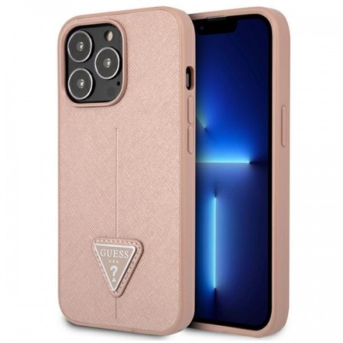 Guess PU Saffiano Triangle Case for iPhone 13 Pro Pink image 1