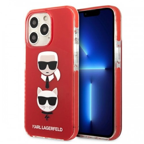 Karl Lagerfeld TPE Karl and Choupette Heads Case for iPhone 13 Pro Red image 1