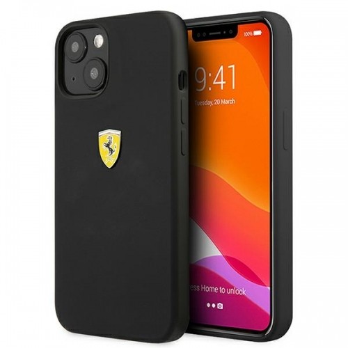 FESSIHCP13SBK Ferrari Liquid Silicone Metal Logo Case for iPhone 13 Mini Black image 1