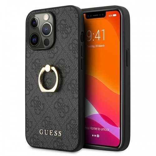 GUHCP13L4GMRGR Guess PU 4G Ring Case for iPhone 13 Pro Grey image 1