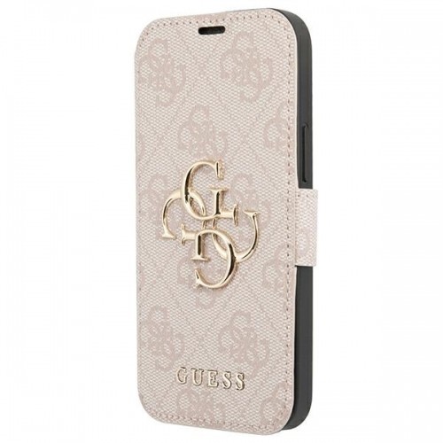 GUBKP13L4GMGPI Guess PU 4G Metal Logo Book Case for iPhone 13 Pro Pink image 1