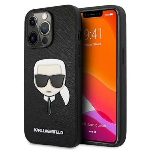 KLHCP13LSAKHBK Karl Lagerfeld PU Saffiano Karl Head Case for iPhone 13 Pro Black image 1