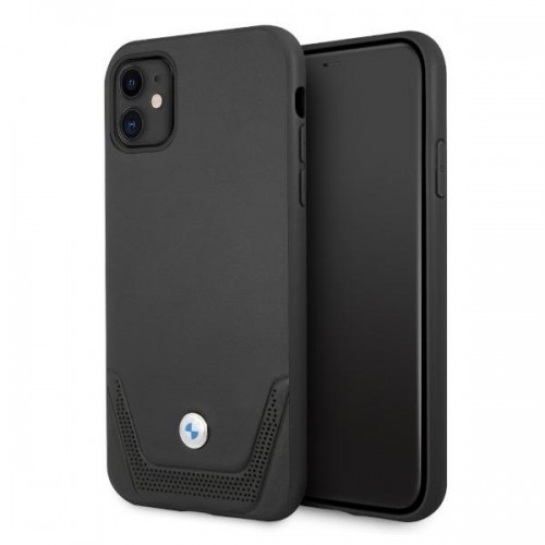 BMHCN61RSWPK BMW Signature Leather Lower Stripe Case for iPhone 11 Black image 1