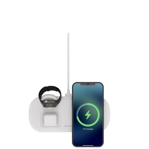 Devia 3 в 1 беспроводное зарядное устройство для iPhone | Airpods | Apple Watch 5V | 2A | 15W | + кабель USB-C | белое image 1