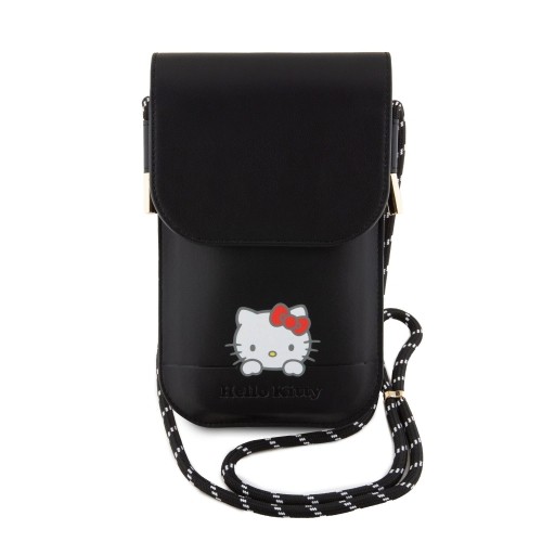Hello Kitty PU Daydreaming Logo Leather Wallet Phone Bag Black image 1