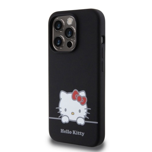 Hello Kitty Liquid Silicone Daydreaming Logo Case for iPhone 15 Pro Black image 1