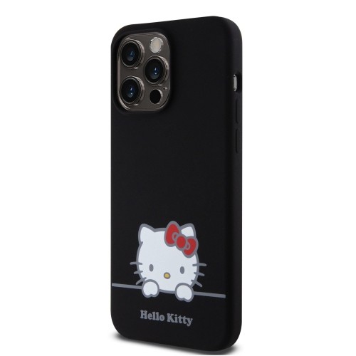 Hello Kitty Liquid Silicone Daydreaming Logo Case for iPhone 15 Pro Max Black image 1