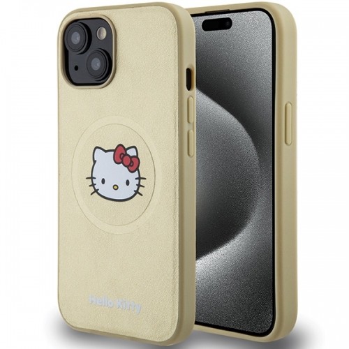 Hello Kitty HKHMP15SPGHCKD iPhone 15 6.1" złoty|gold hardcase Leather Kitty Head MagSafe image 1