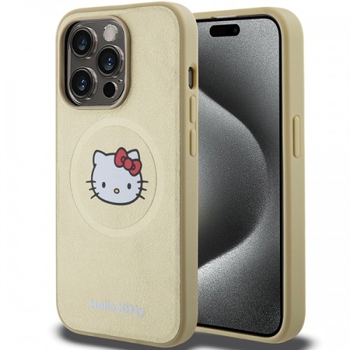 Hello Kitty HKHMP15LPGHCKD iPhone 15 Pro 6.1" złoty|gold hardcase Leather Kitty Head MagSafe image 1