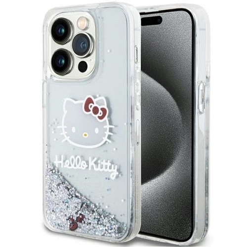 Hello Kitty HKHCP14XLIKHET iPhone 14 Pro Max 6.7" srebrny|silver hardcase Liquid Glitter Charms Kitty Head image 1