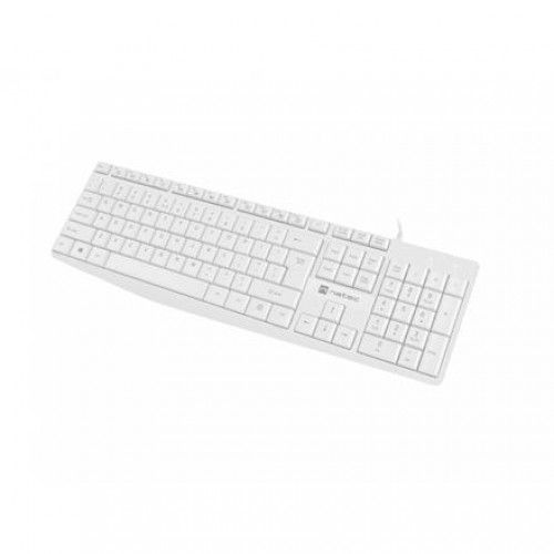 Natec Keyboard Nautilus NKL-1951 Keyboard Wired Multimedia keys; Low profile keyboard US 390 g USB Type-A White image 1