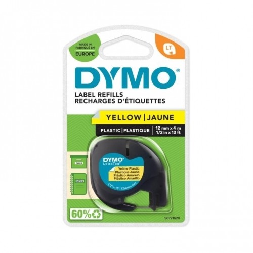 Marķēšanas lente Dymo LetraTag 91202, 12mmx 4m, dzeltena image 1