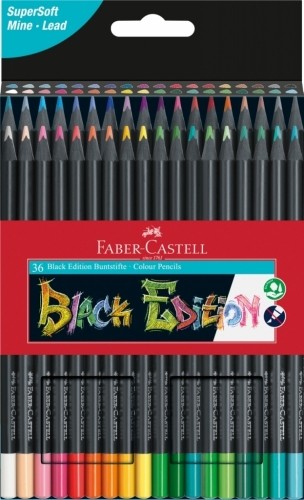 Trīsstūrveida krāsainie zīmuļi Faber-Castell Black Edition, 36 krāsas image 1