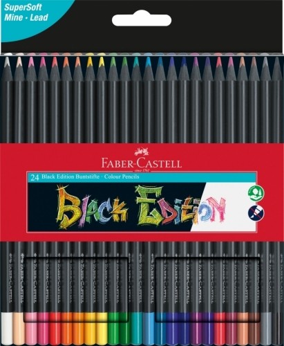 Trīsstūrveida krāsainie zīmuļi Faber-Castell Black Edition, 24 krāsas image 1