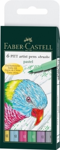 Flomasteri ar otas uzgali Faber-Castell Pitt Artist Pen, 6gab/iep, pasteļtoņi image 1