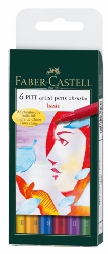 Ручка-кисть Faber-Castell Pitt Artist Pen Basic Colors 6 цветов image 1