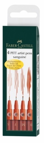 Flomasteri Faber-Castell Pitt Artist Pen, 4gab. (S,F,M,B),sanguine / brūns image 1