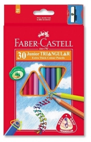 Цветные карандаши Faber-Castell Jumbo трехгранные 30 цветов + точилка image 1