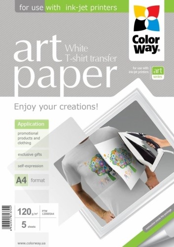 Fotopapīrs ColorWay ART A4, 120g/m², 5lpp/iep, attēlu pārnešanai uz gaiša auduma image 1