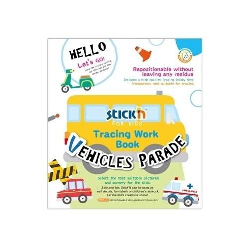 Stick´n Tracing Work Book  Vehicles Parade -Tracing Notes,8x6´´, 30sheets/pad image 1