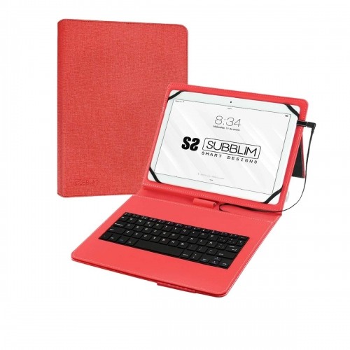 Case for Tablet and Keyboard Subblim SUB-KT1-USB002 10.1" Red Spanish Qwerty QWERTY image 1
