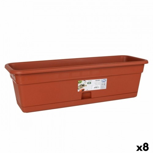 Planter with Dish Dem Squares Rectangular Brown 60 x 20 cm (8 Units) image 1