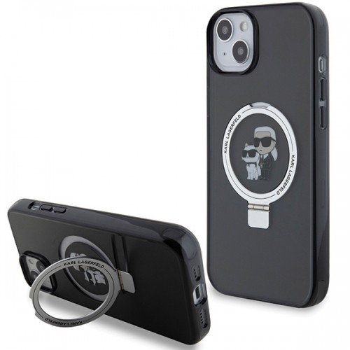 Karl Lagerfeld KLHMP14SHMRSKCK iPhone 14 | 15 | 13 6.1" czarny|black hardcase Ring Stand Karl&Choupettte MagSafe image 1