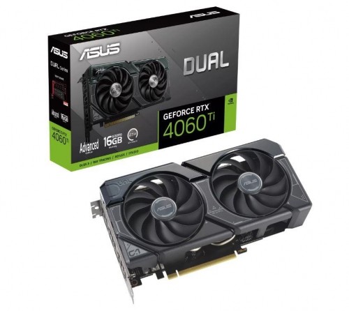 Graphics Card|ASUS|NVIDIA GeForce RTX 4060 Ti|16 GB|GDDR6|128 bit|PCIE 4.0 16x|GPU 2550 MHz|1xHDMI|3xDisplayPort|DUAL-RTX4060TI-A16G image 1