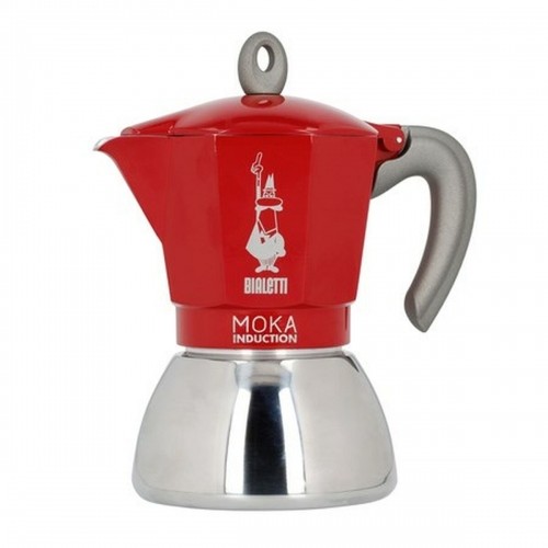 Italian Coffee Pot Bialetti Moka Induction Black Red Metal Stainless steel Aluminium 300 ml 6 Cups image 1