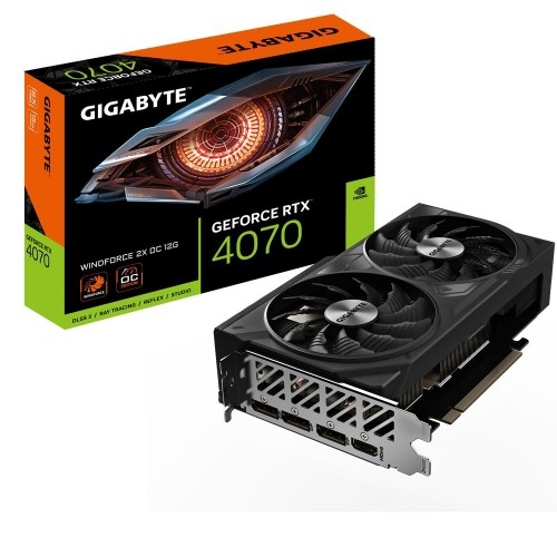 Graphics Card|GIGABYTE|NVIDIA GeForce RTX 4070|12 GB|GDDR6X|192 bit|PCIE 4.0 16x|Dual Slot Fansink|1xHDMI|3xDisplayPort|GV-N4070WF2OC-12GD image 1