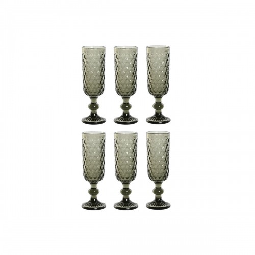 Set of cups Home ESPRIT Grey Crystal 150 ml (6 Units) image 1