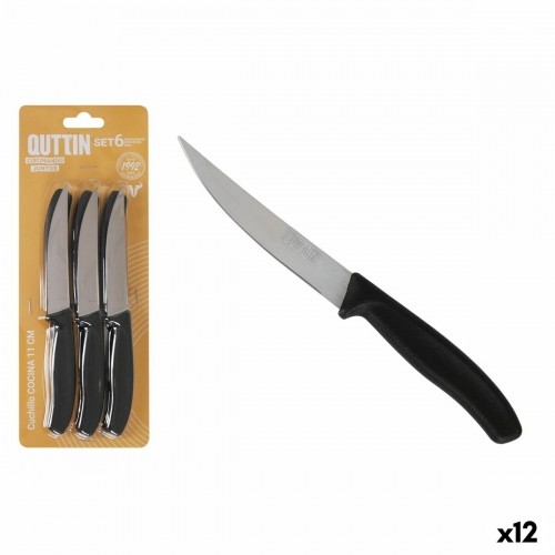 Набор ножей для мяса Quttin Чёрный Серебристый 6 Предметы (12 штук) image 1
