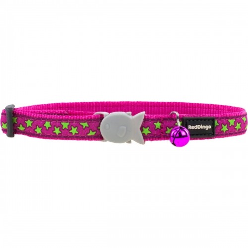 Dog collar Red Dingo STYLE STARS LIME ON HOT PINK 31-47 cm image 1