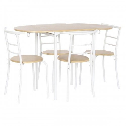 Table set with 4 chairs DKD Home Decor White Natural Metal MDF Wood 121 x 55 x 78 cm image 1