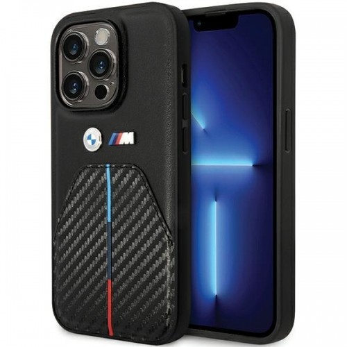 BMW BMHCP14L22NSTB iPhone 14 Pro 6.1" czarny|black Stamped Tricolor Stripe image 1